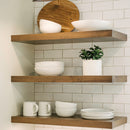 Floating wooden shelves